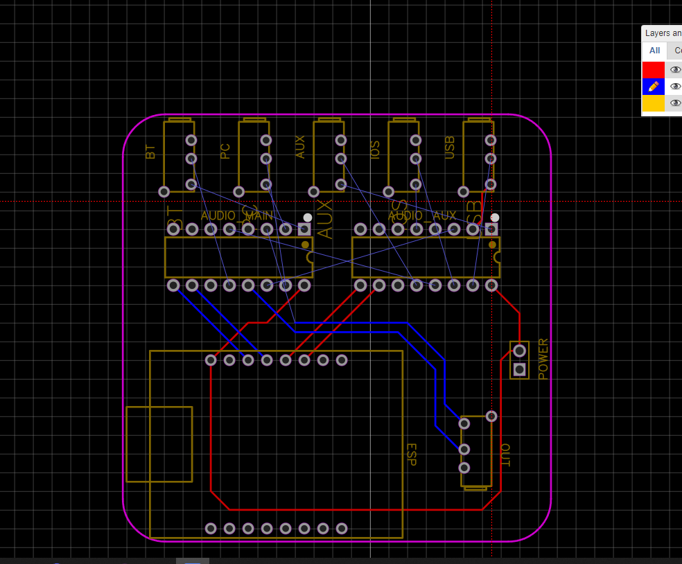 Schematic of audio switcher PCB