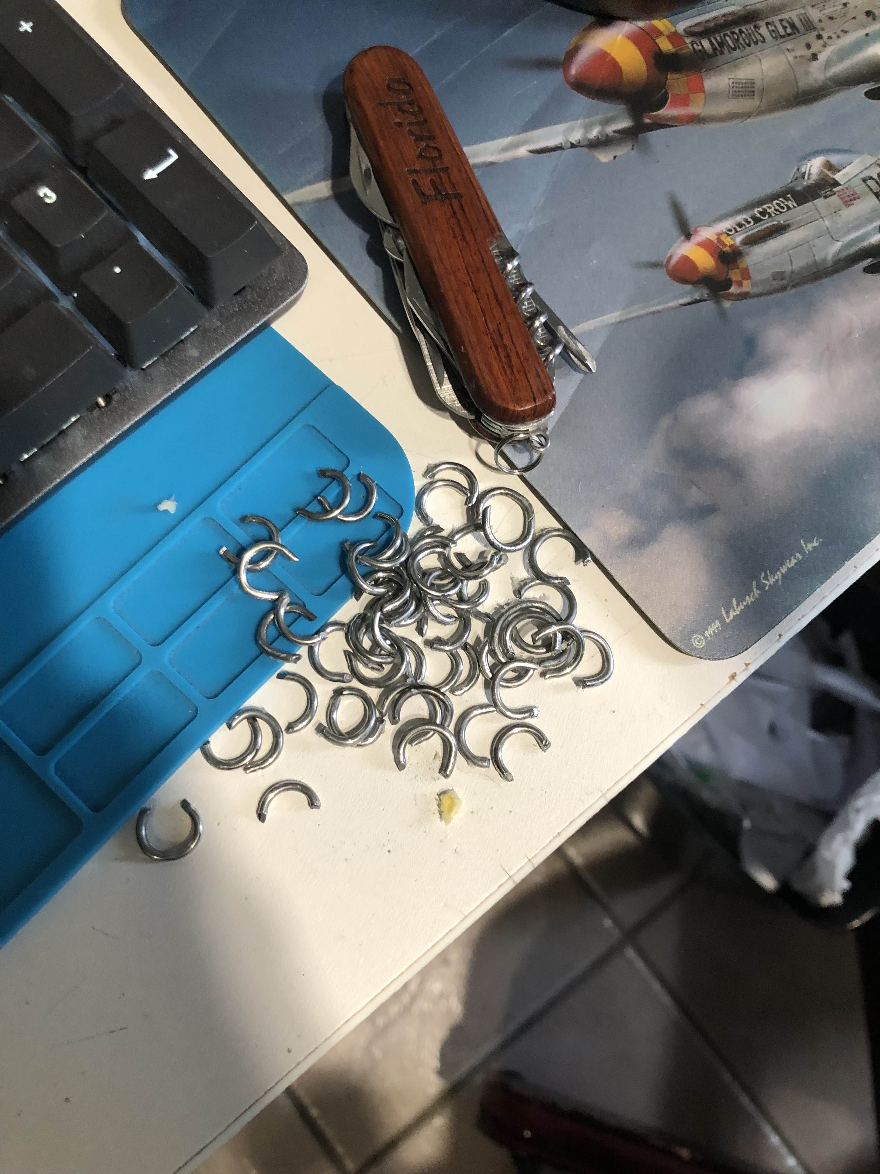 Bunch of cut hog rings