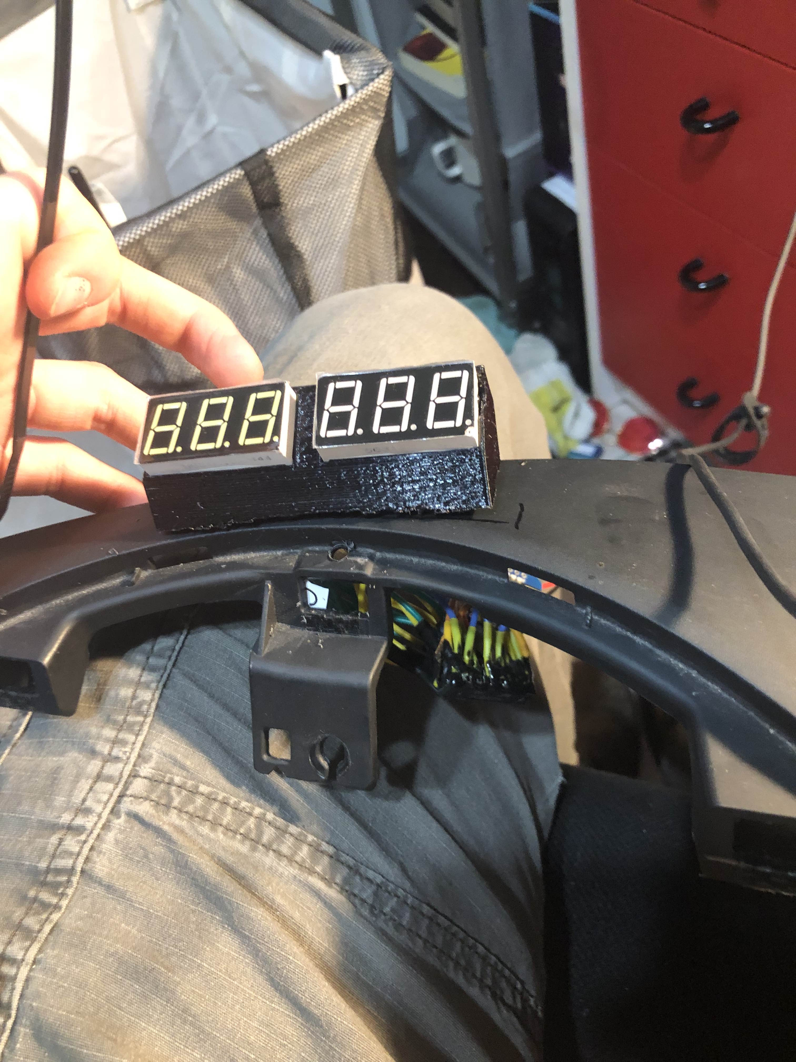 Lining up HUD module on a dash piece before cutting