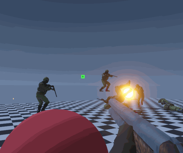 Video game characters shooting each other