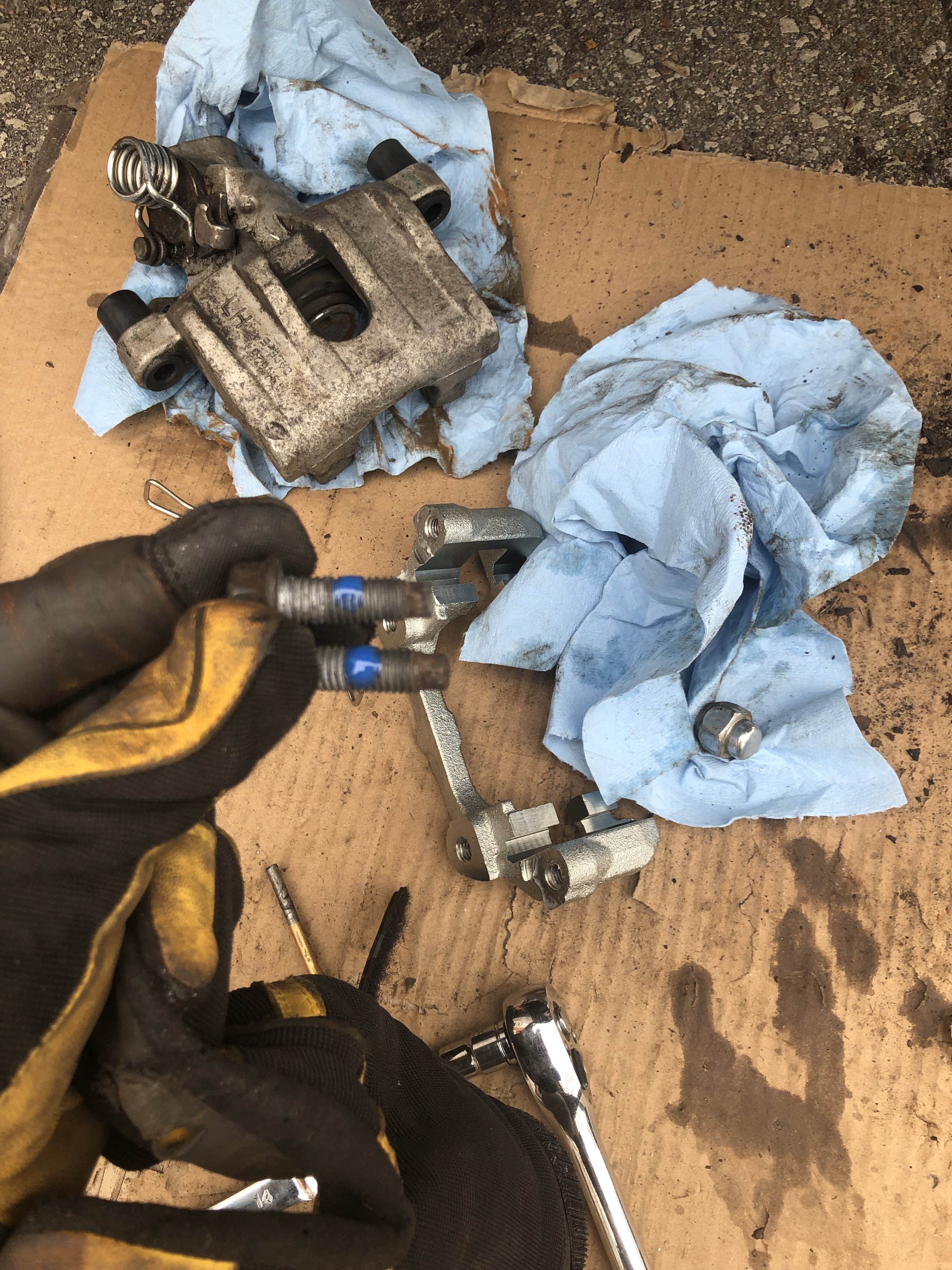 Blue threadlocker on bolts