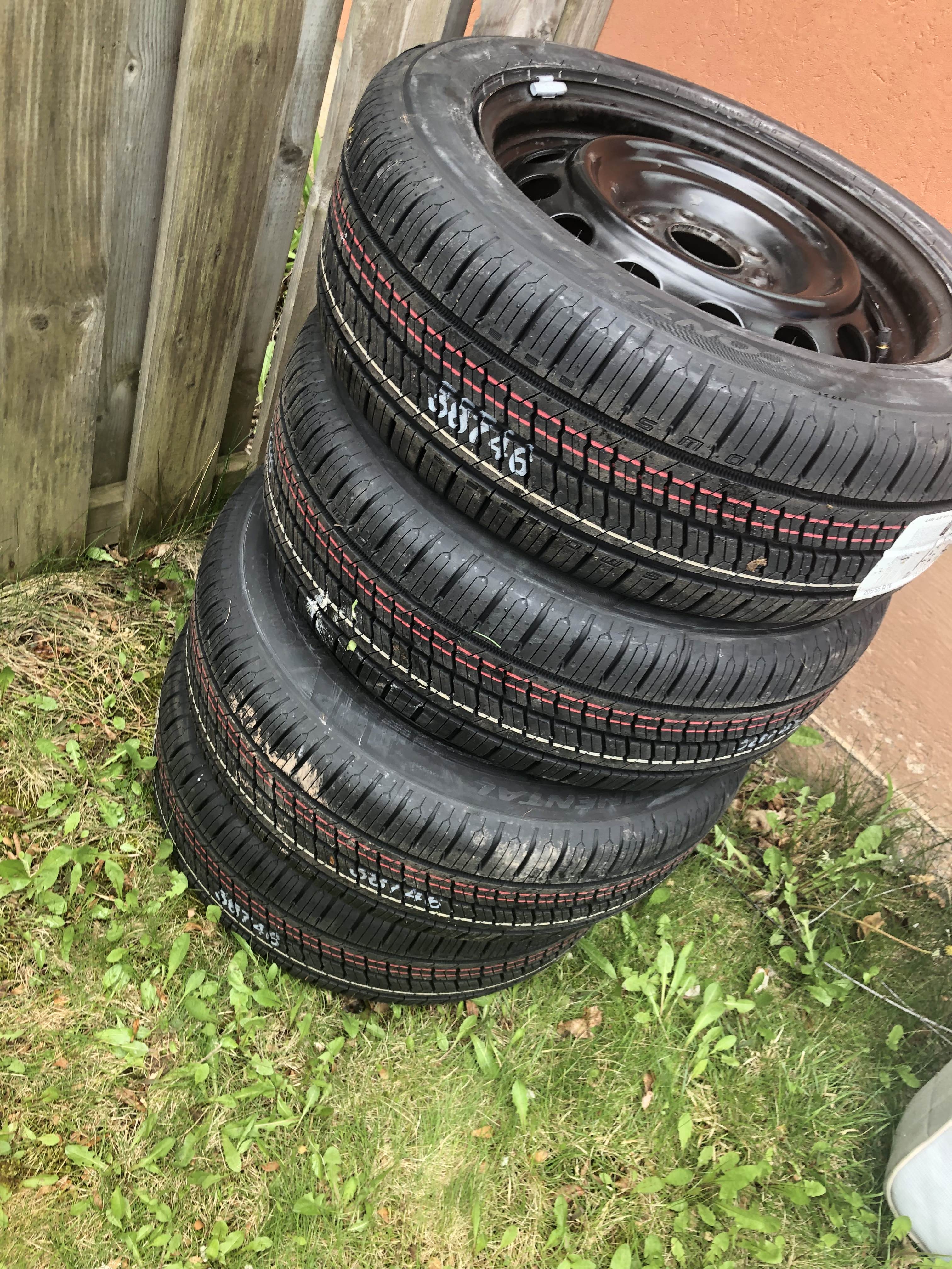 Stack of new tires
