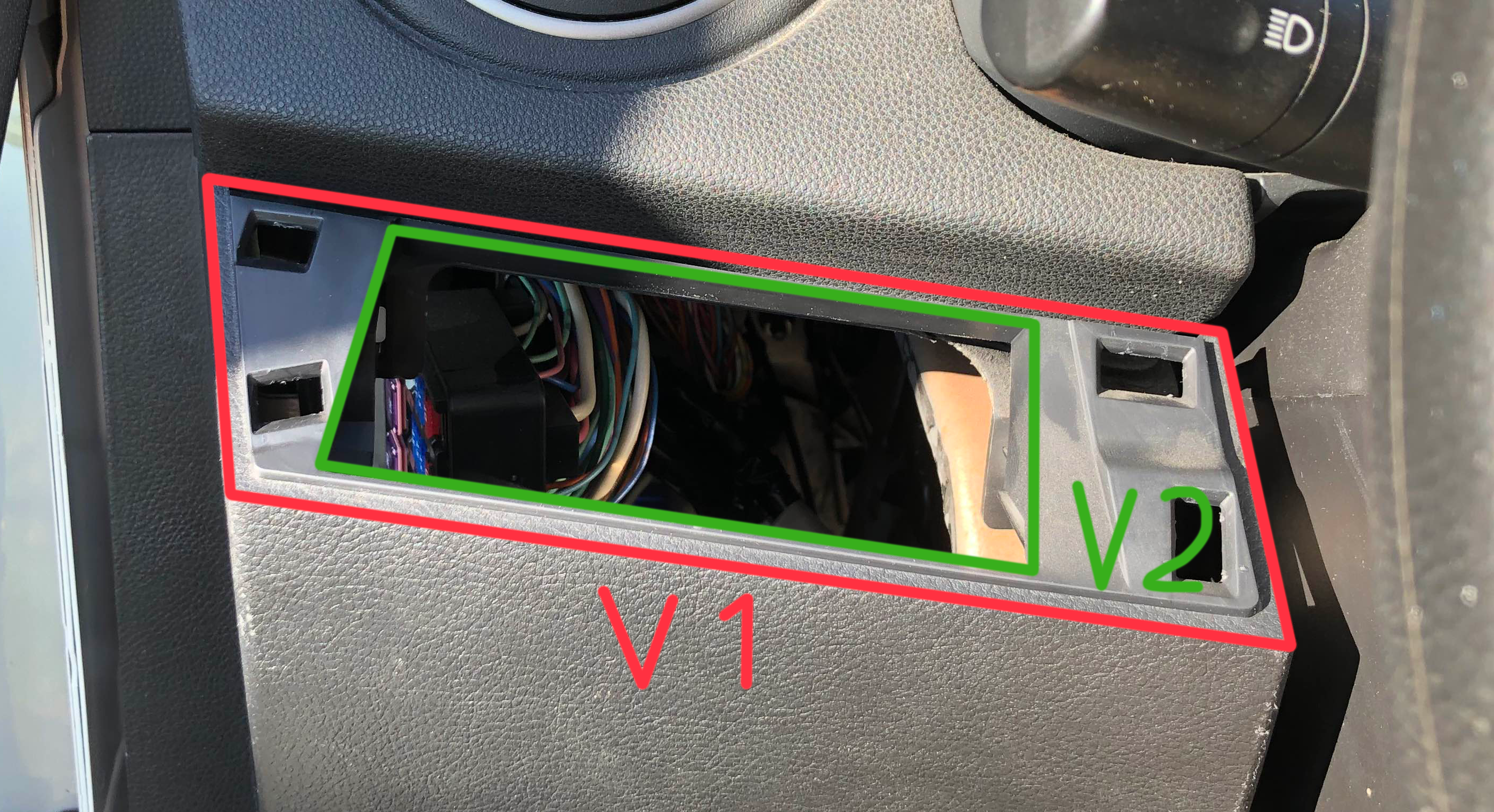 Labelled diagram of the entire panel vs the small section I can work with