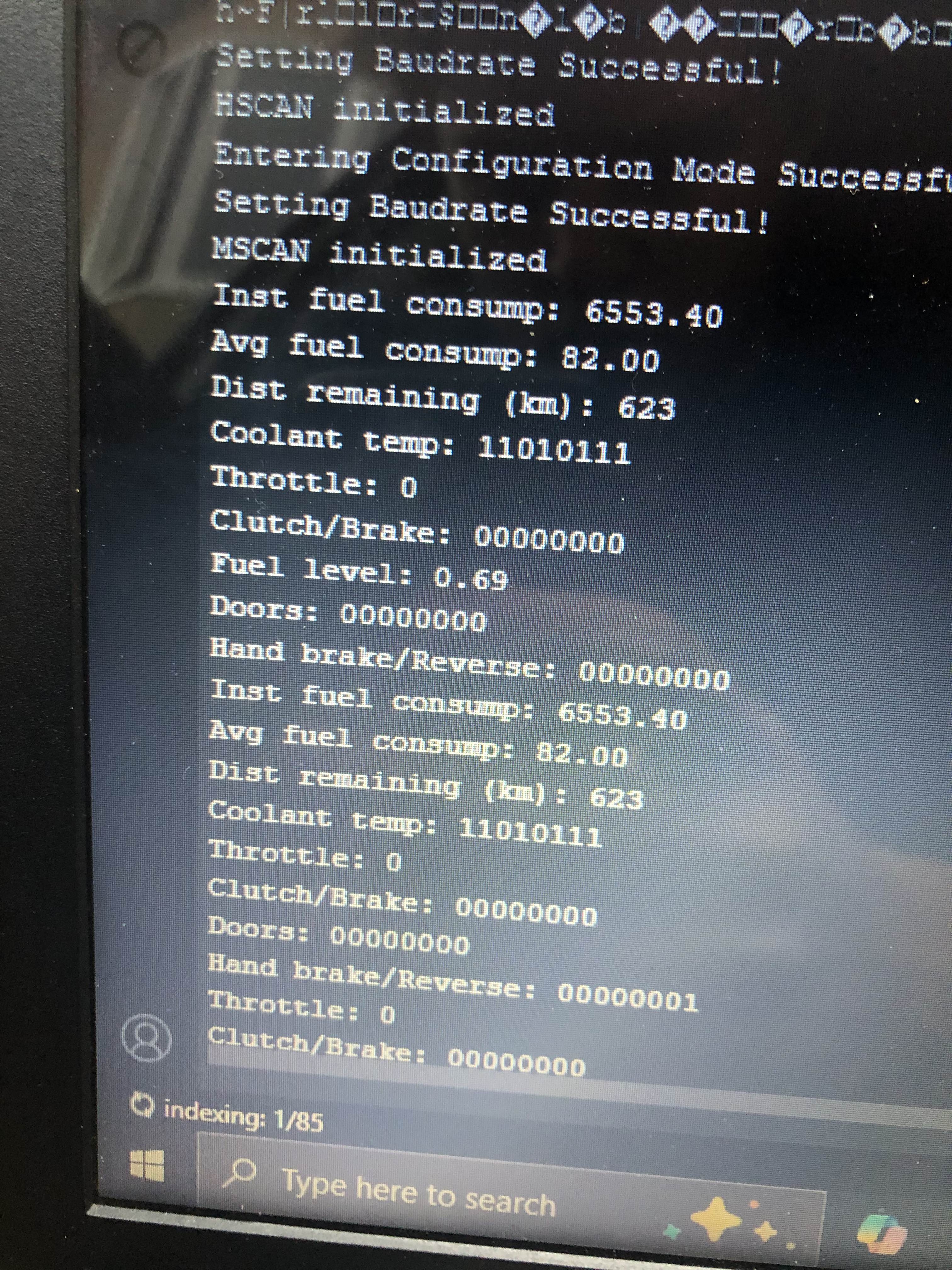 Data printed from the car (speed, RPM, etc)