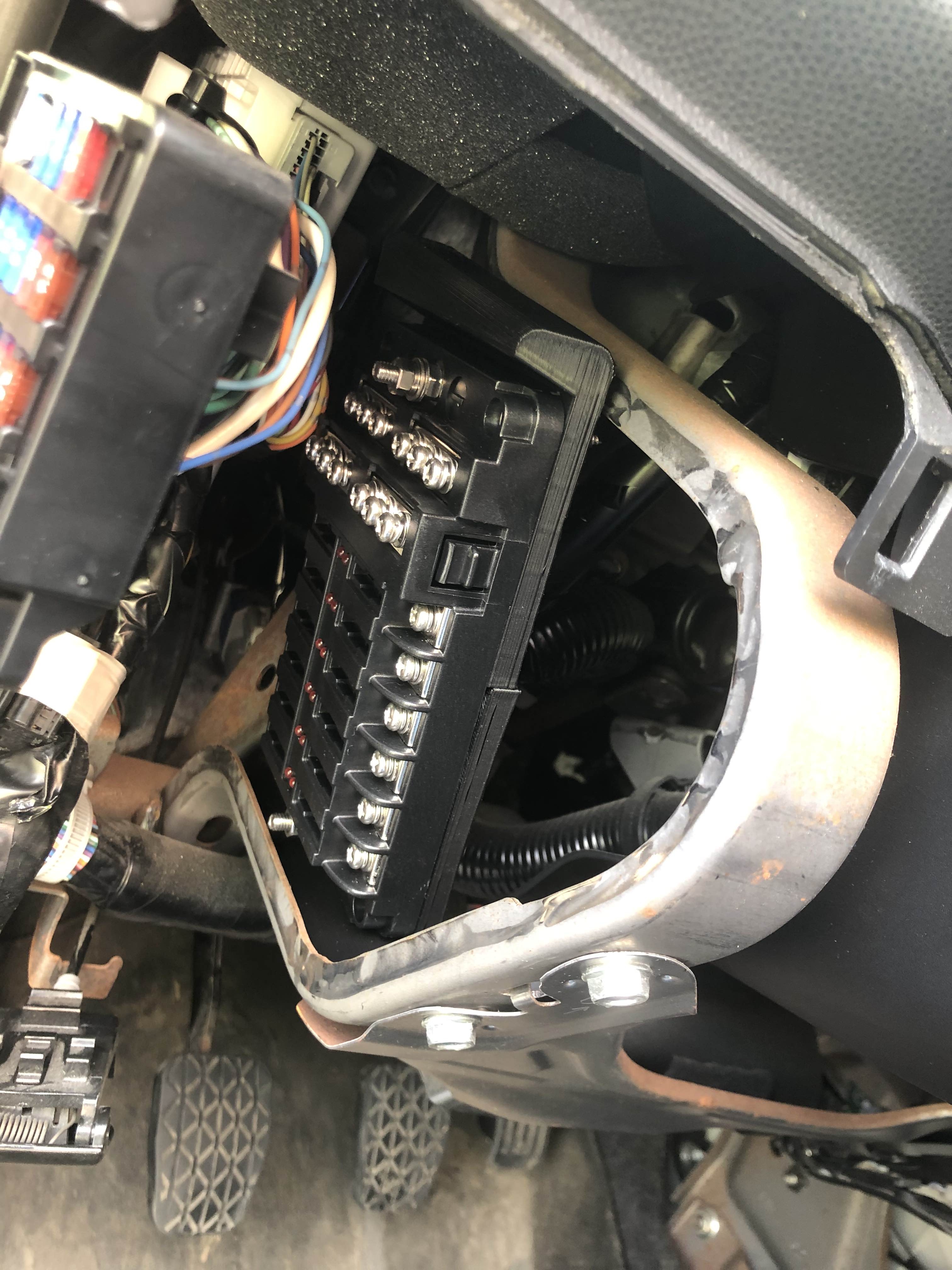 Printed and mounted box placed in car for sizing