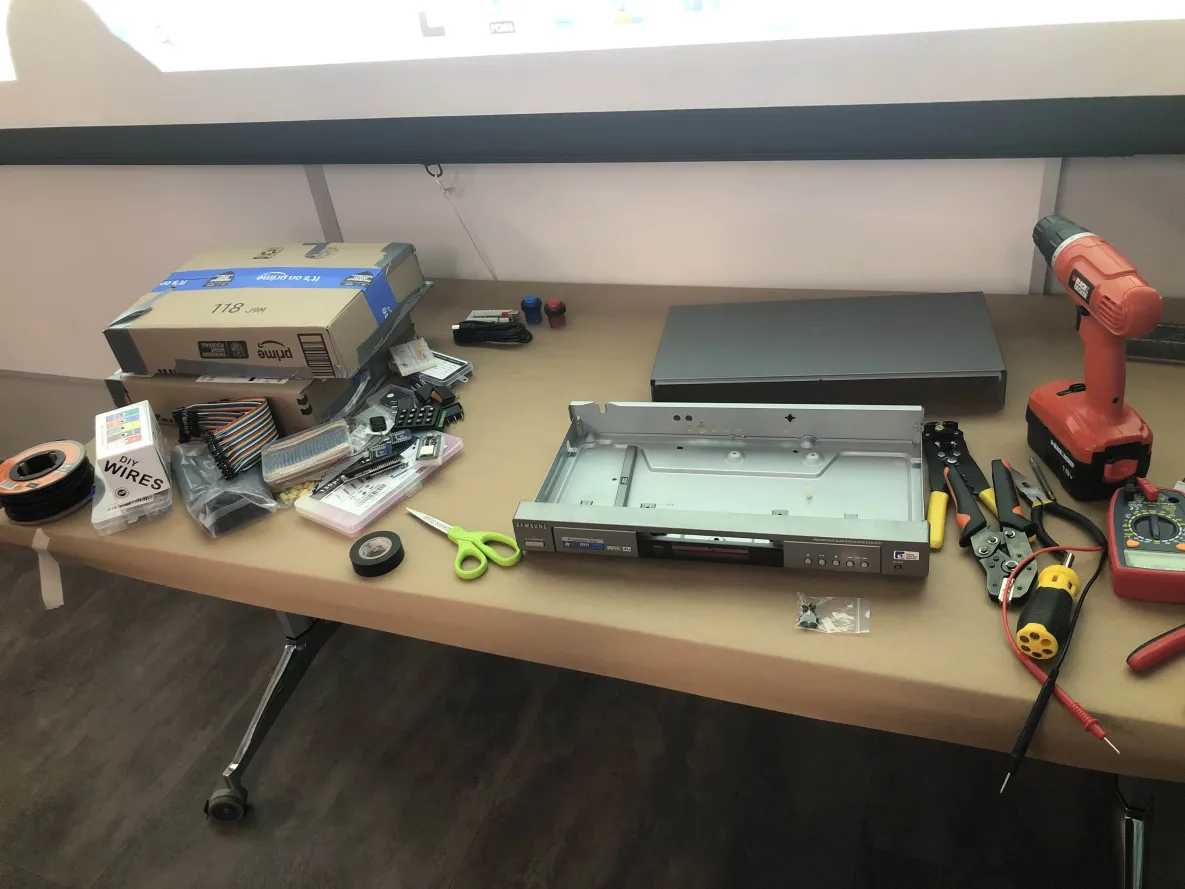 Parts laid out on a table