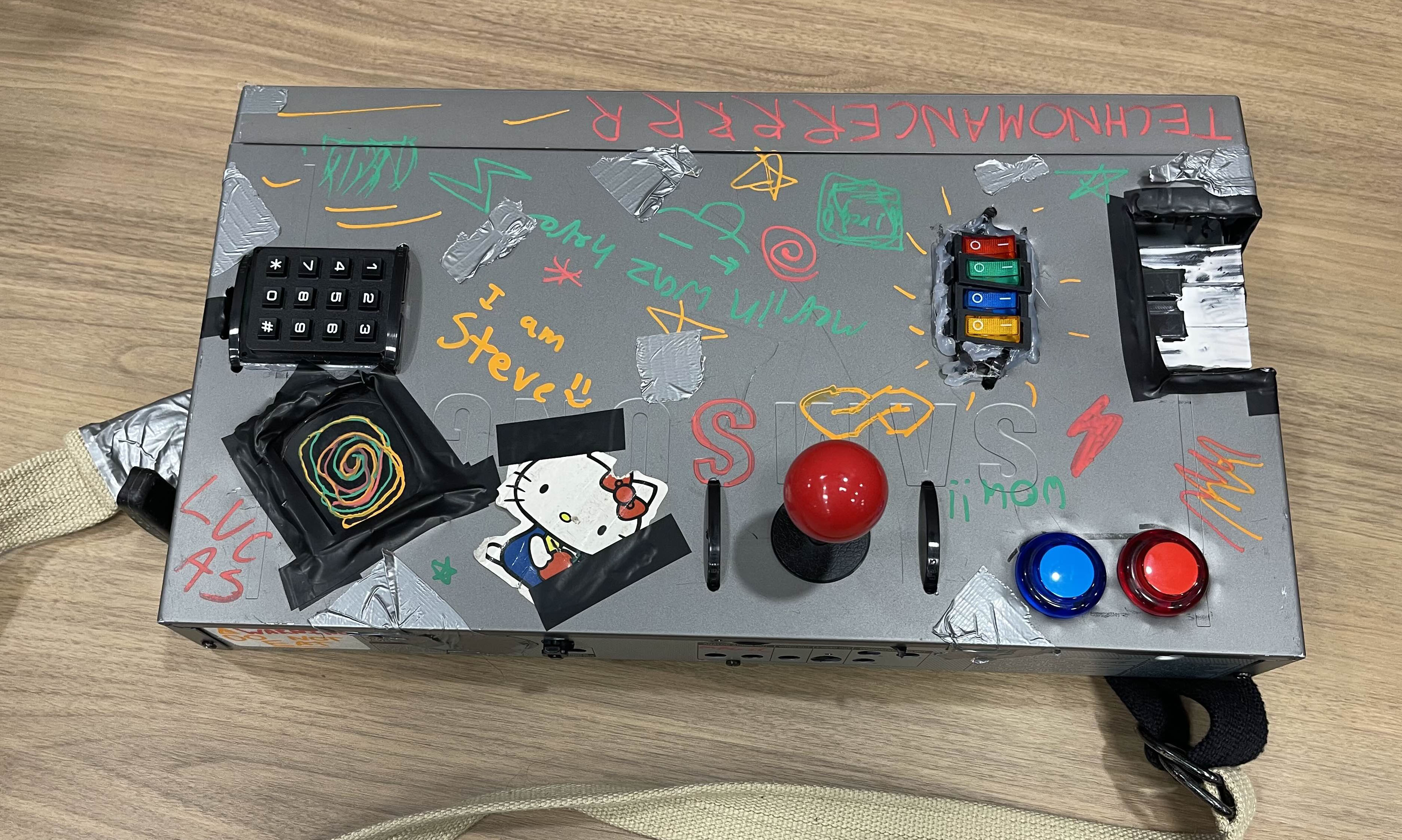 Old CD player with a bunch of switches and buttons