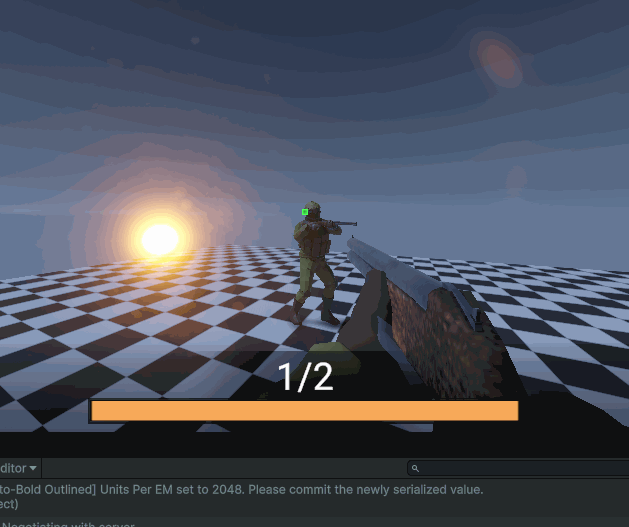 Clip showcasing ragdolls, muzzle flash, blood effects