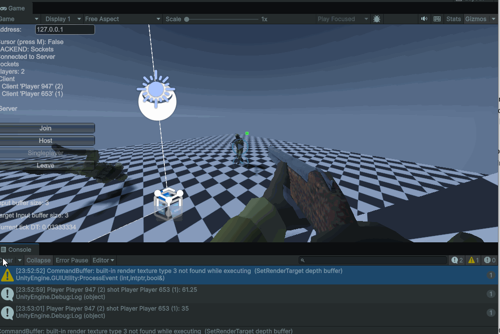 Video showing hitboxes rolling back to account for RTT
