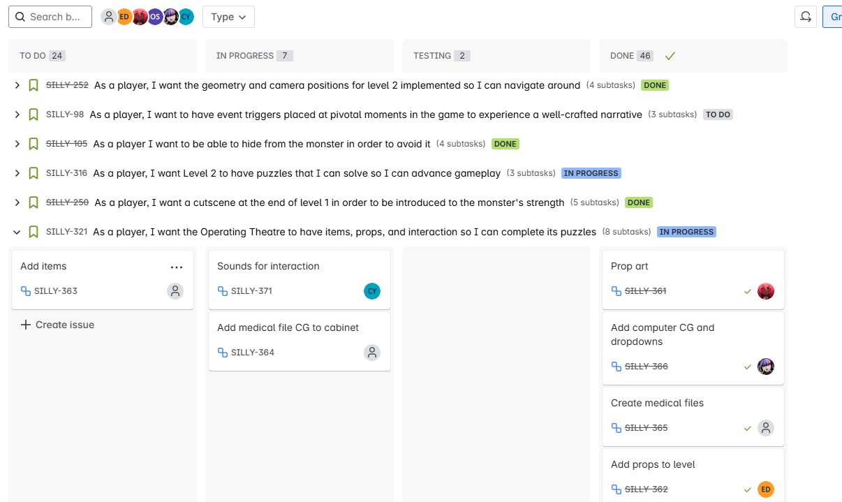 Screenshot of Jira sprint board