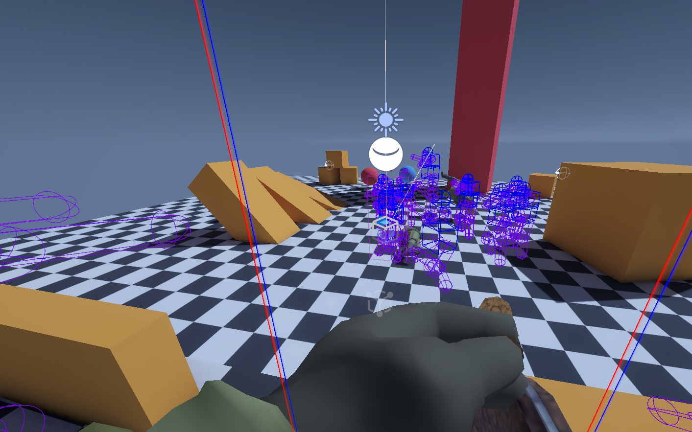 FPS game with debug gizmos