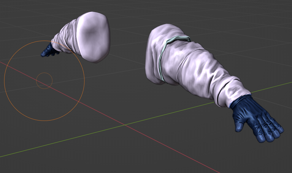 Astronaut arms with wrinkles