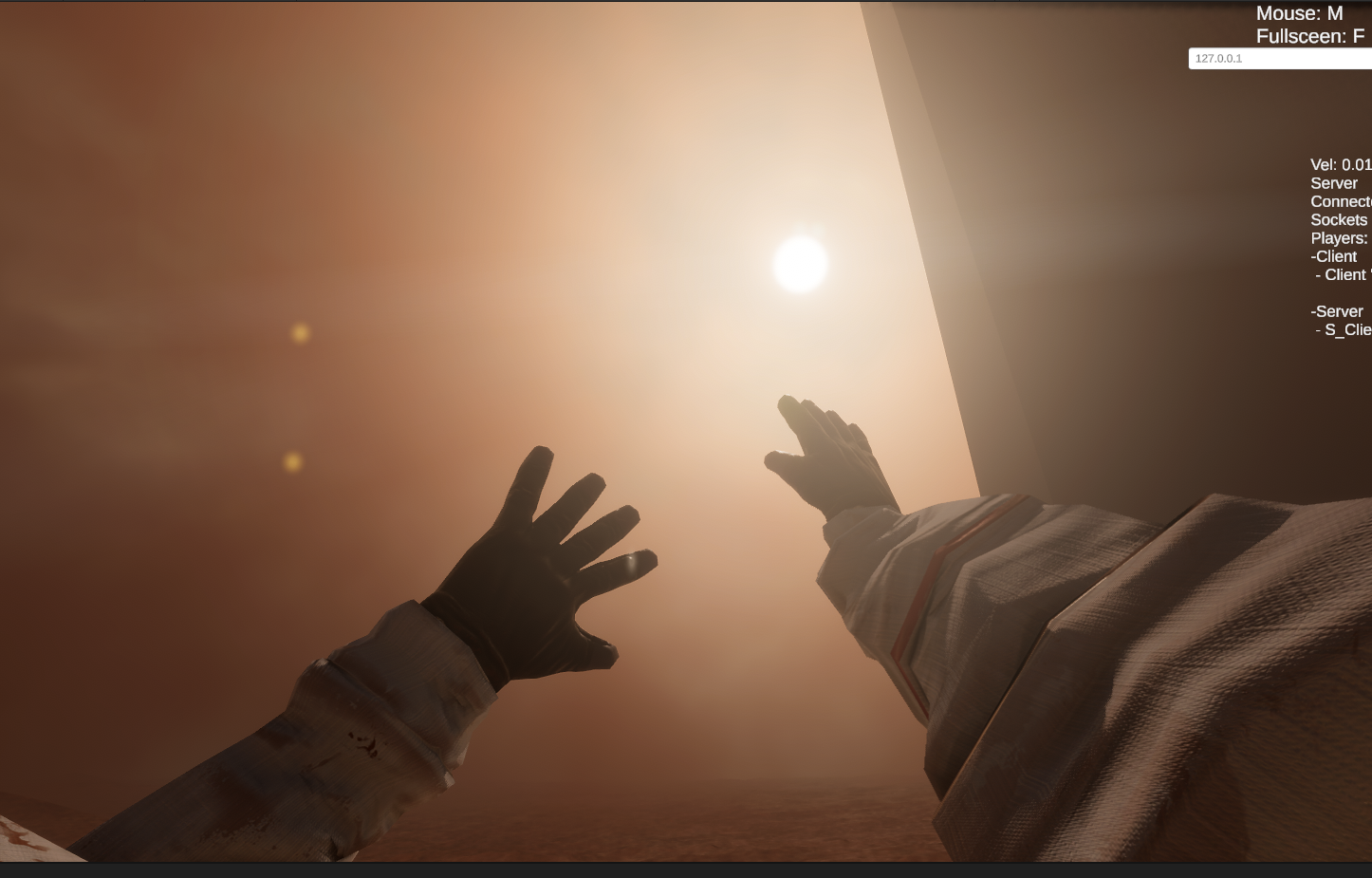 FPS view of a dusty mars landscape