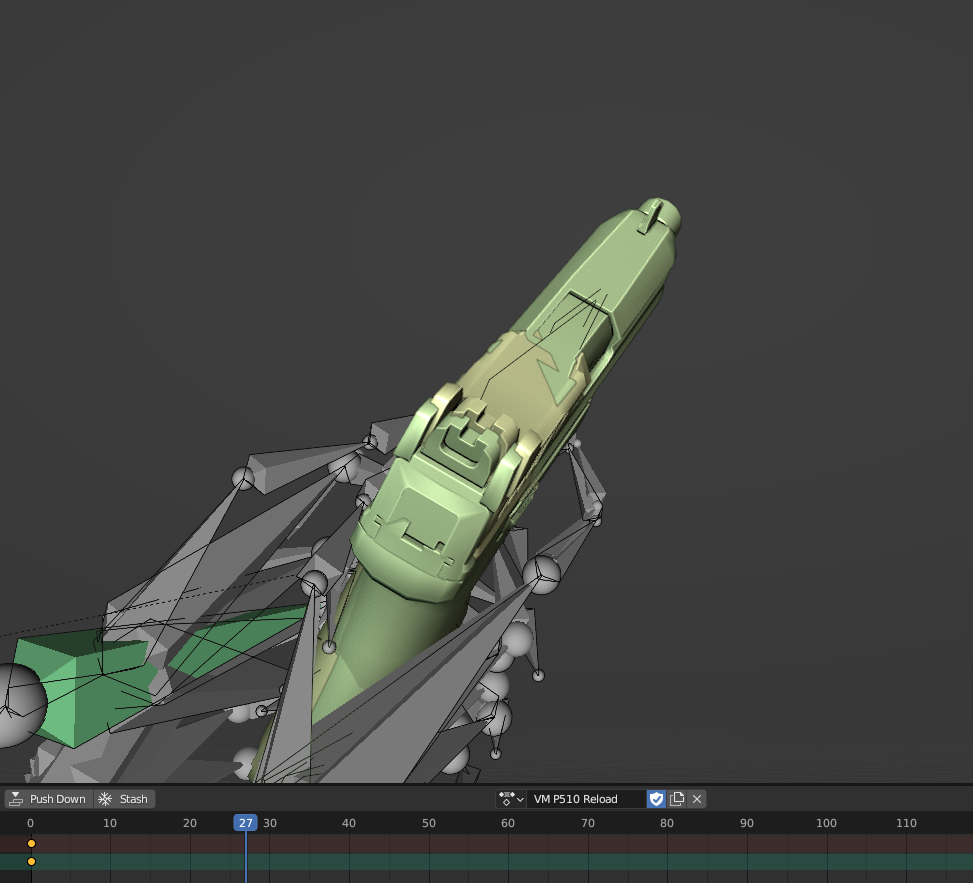 Animating gun model according to raw capture